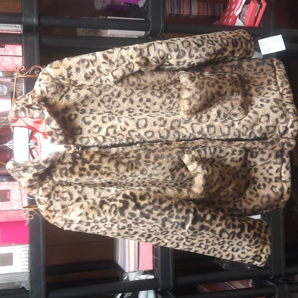 Urban Republic Faux Fur Girls Hooded Coat Size Large 14/16- Zipper Front